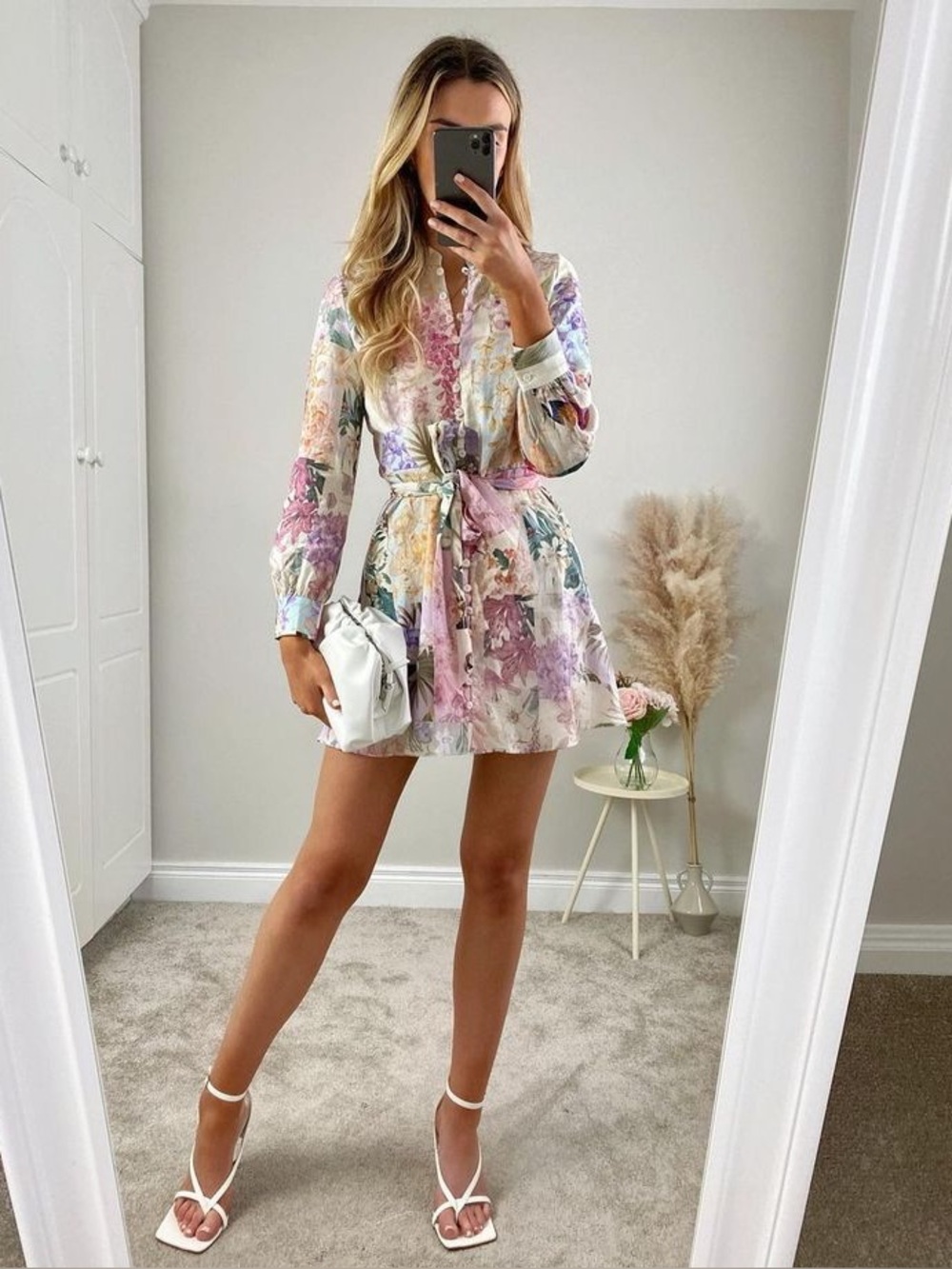 Zara Blogger Favorite Patchwork Long Sleeve Mini Dress Medium